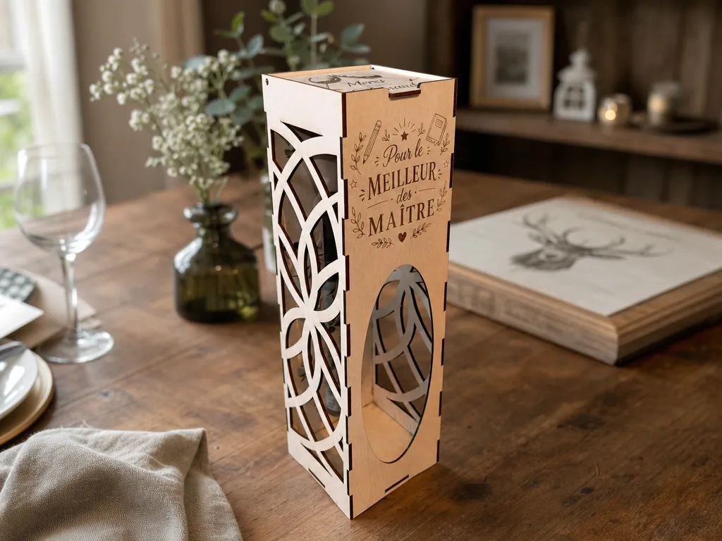 boîte à vin en bois pour "le meilleur des maîtres"