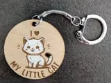 [Laser cut and engrave] Porte-clés en bois avec illustration de chat et inscription: Je t'aime mon petit chat