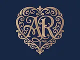 [Laser cut and engrave] Monogramme doré AR avec motif de cœur ornemental sur fond bordeaux