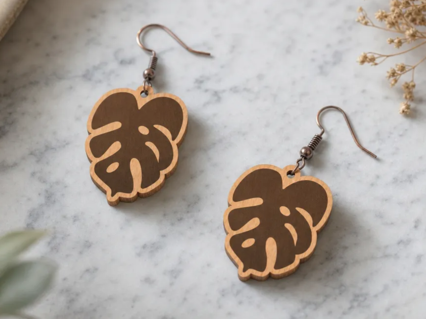 Monstera Leaf Drop Earrings