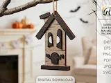 [Laser cut and engrave] Halloween House Ornaments Bundle. Wooden Hanging Decor Laser Cut Files. Spooky House Decor. Kids. Children. Scary Mansion SVG