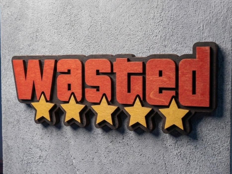 [Laser cut and engrave] Magnet - Wasted with stars