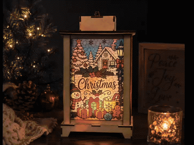 Interchangeable Seasonal Holiday Lantern with 16 Decorative Insert Panels