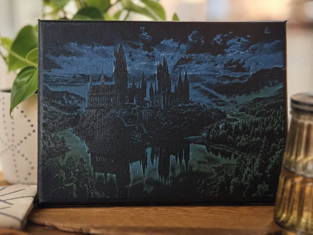 Colored Night Landscape Canvas Wall Art of a castle