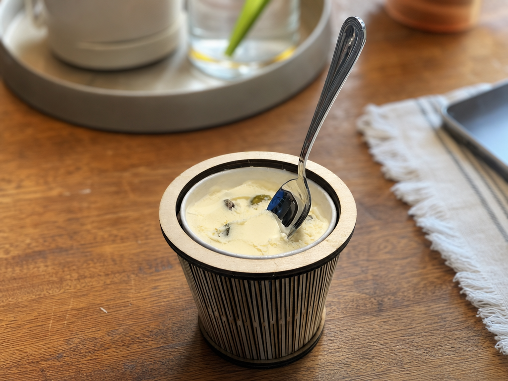 Live hinge pint ice cream holder that Insulates
