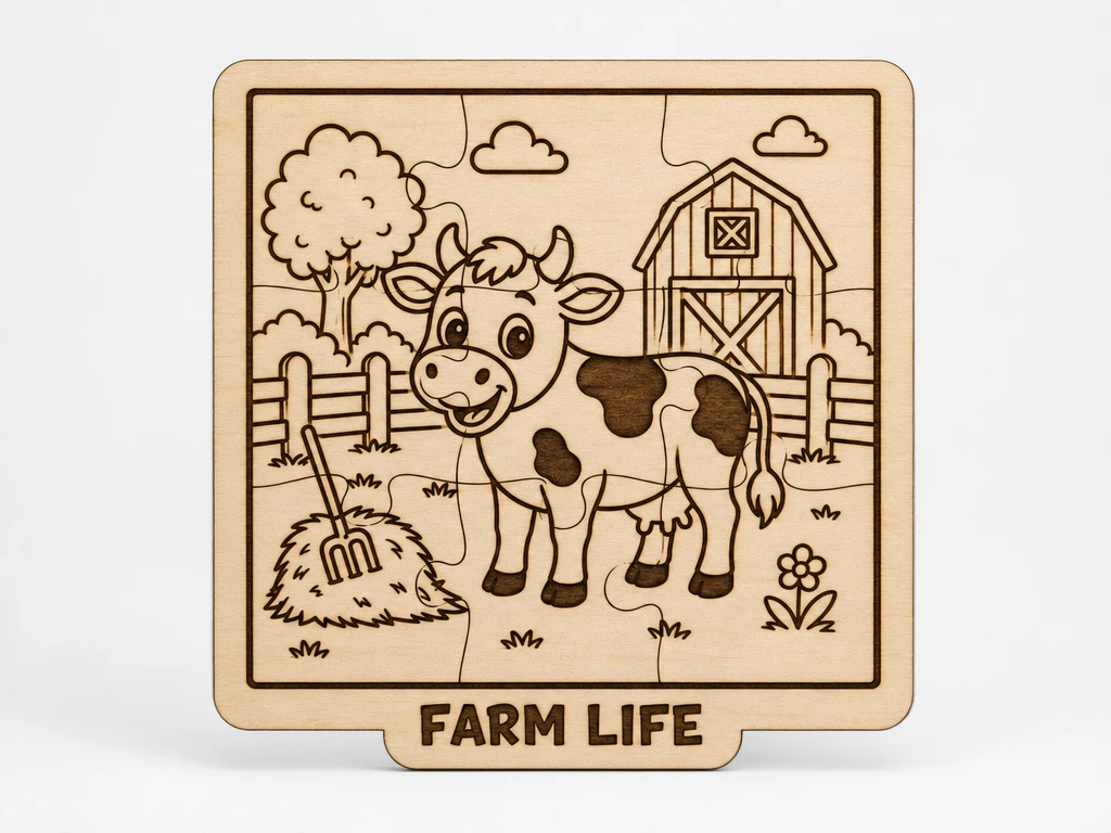 Friendly Cow Farm Life Puzzle | Wooden Farm Animal Learning Game for Toddlers and Preschoolers | Educational Kids Activity