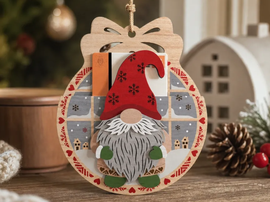 Christmas Gnome Gift Card Holder Ornament