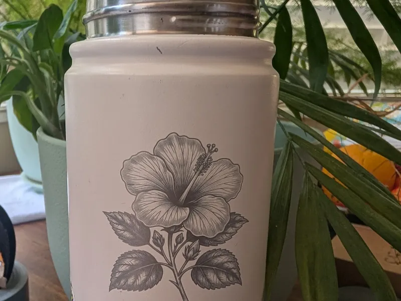 Insulated Water Bottle with Hibiscus Flower Illustration