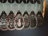 [Laser cut and engrave] Boucles d'oreilles pendantes en forme de goutte avec motif araignée et toile