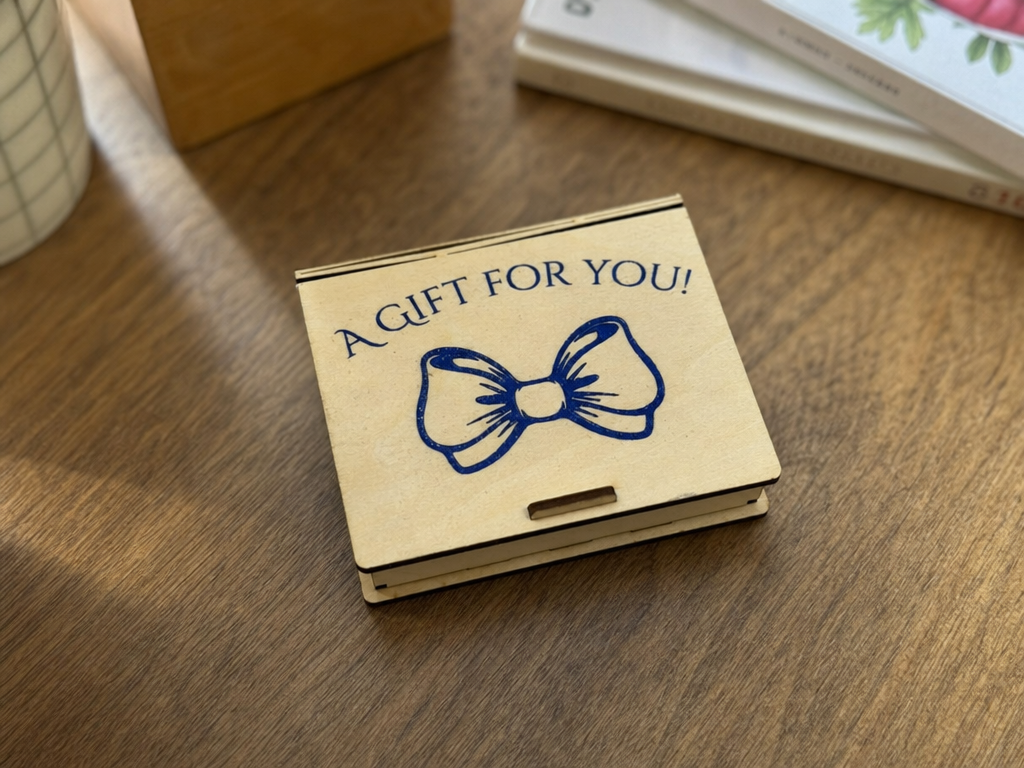 Gift card holder with living hinge - Optional powder coating instructions.