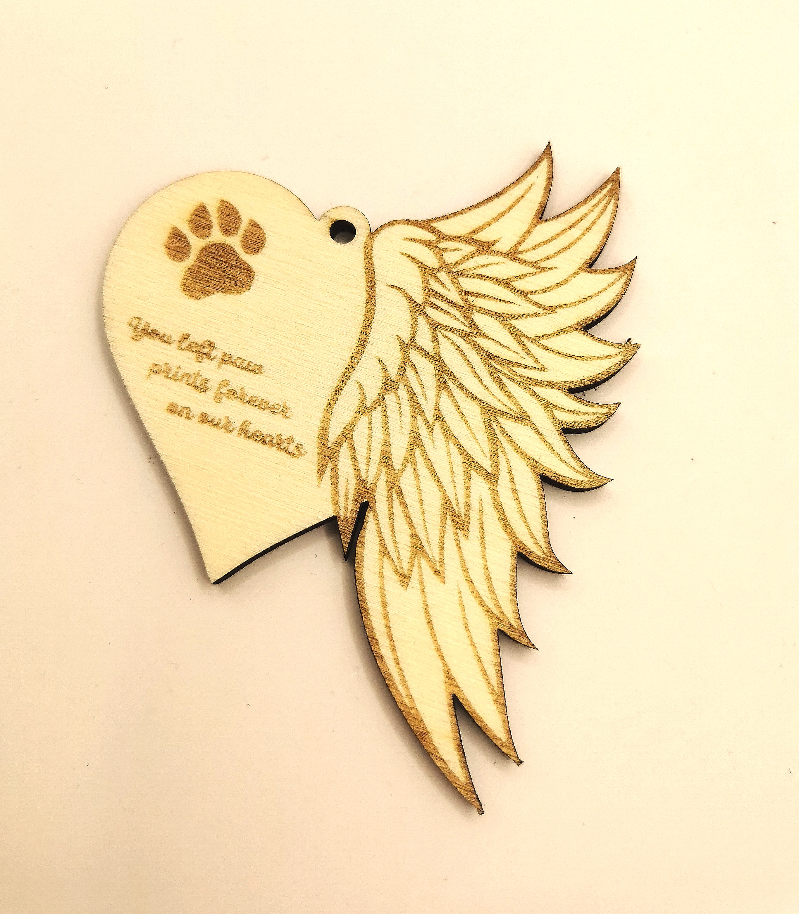 Angel Wing Pet Memorial Ornament | Wooden Heart Keepsake for Dog or Cat Loss | Rainbow Bridge Tribute Gift for Beloved Pets Forever 1