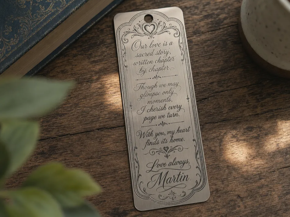 Bookmark with Romantic Love Quote and Heart Motif