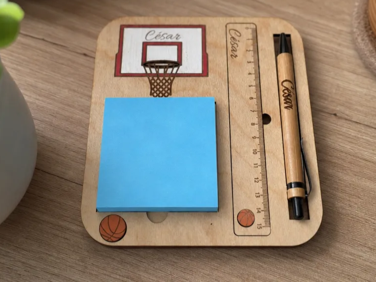 Organisateur de bureau personnalisé avec thème basket-ball et bloc-notes
