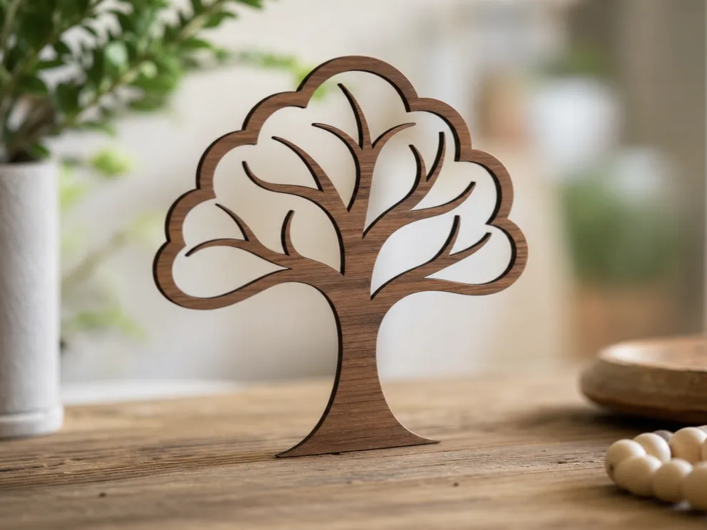 Freestanding Wooden Tree Silhouette Tabletop Decor