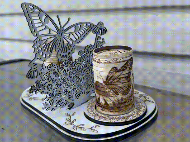 Butterfly & Wildflower Salt Pepper Shakers & Rack