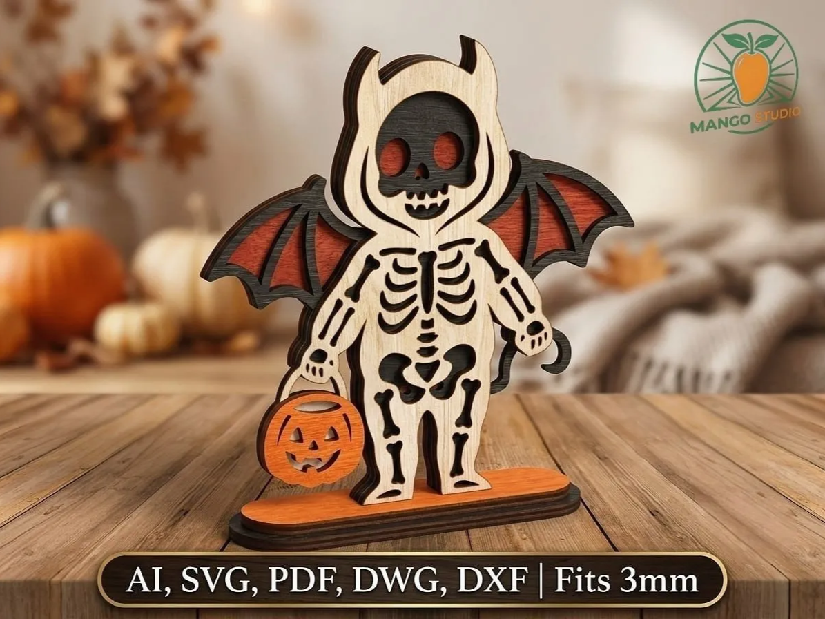 Laser Cut Halloween Skeleton File 3mm