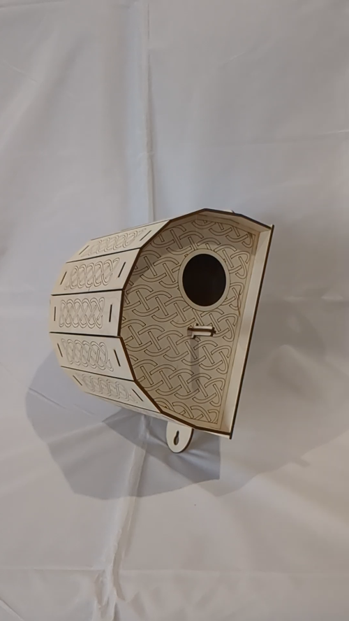 [Laser cut and engrave] Wall Mounted Birdhouse with Intricate Celtic Knot Pattern
