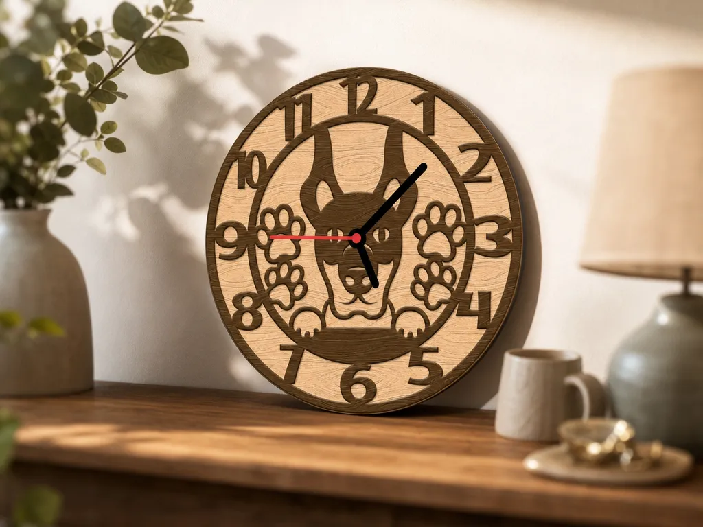 Doberman Pinscher Dog Wall Clock with Paw Print Accents