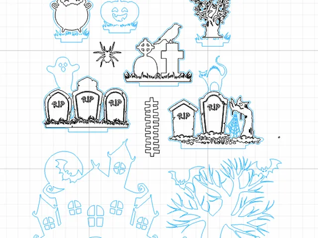 Svítící točící se strašidelný dům jako středobod na Halloween instruction: step 1 - Vystřihování dílků