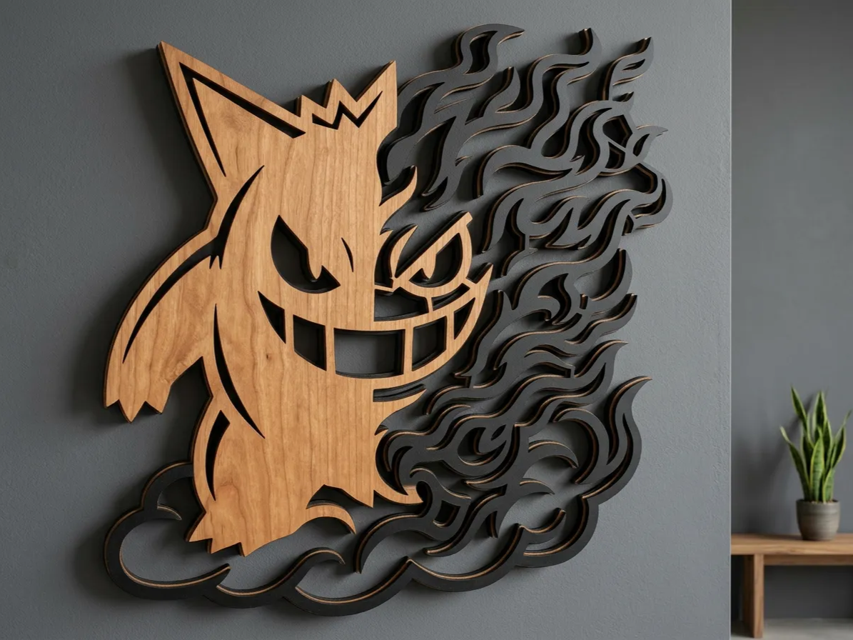 Gengar Pokemon Wall Art with Smoke Effect
