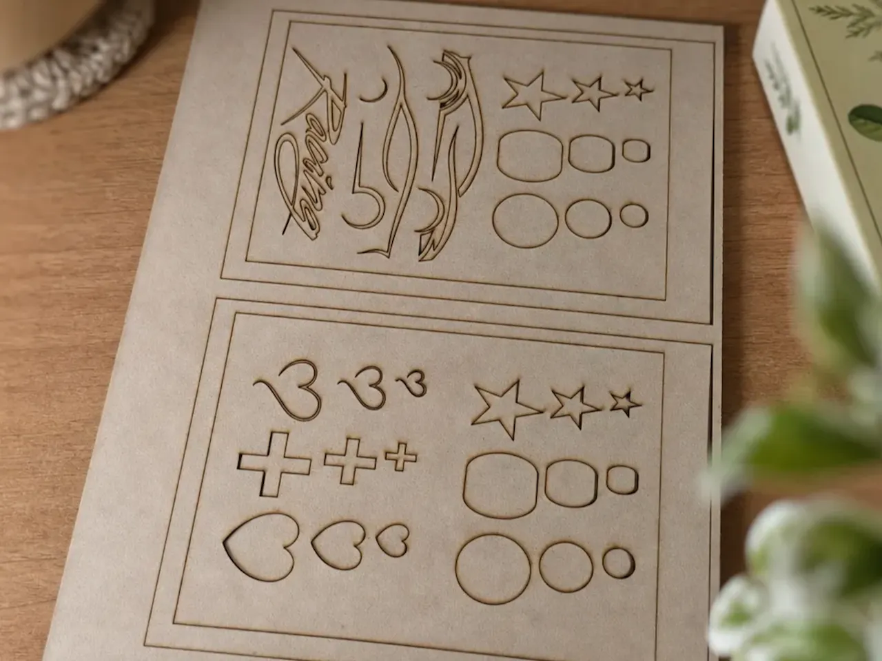[Laser cut and engrave] Plantilla de formas geométricas y figuras decorativas en madera
