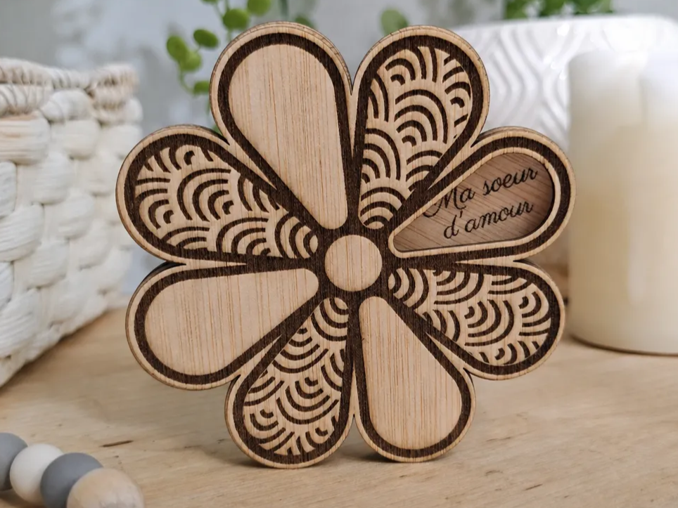 Fleur Rotative avec message pour demande temoin ou Marraine et Parrain