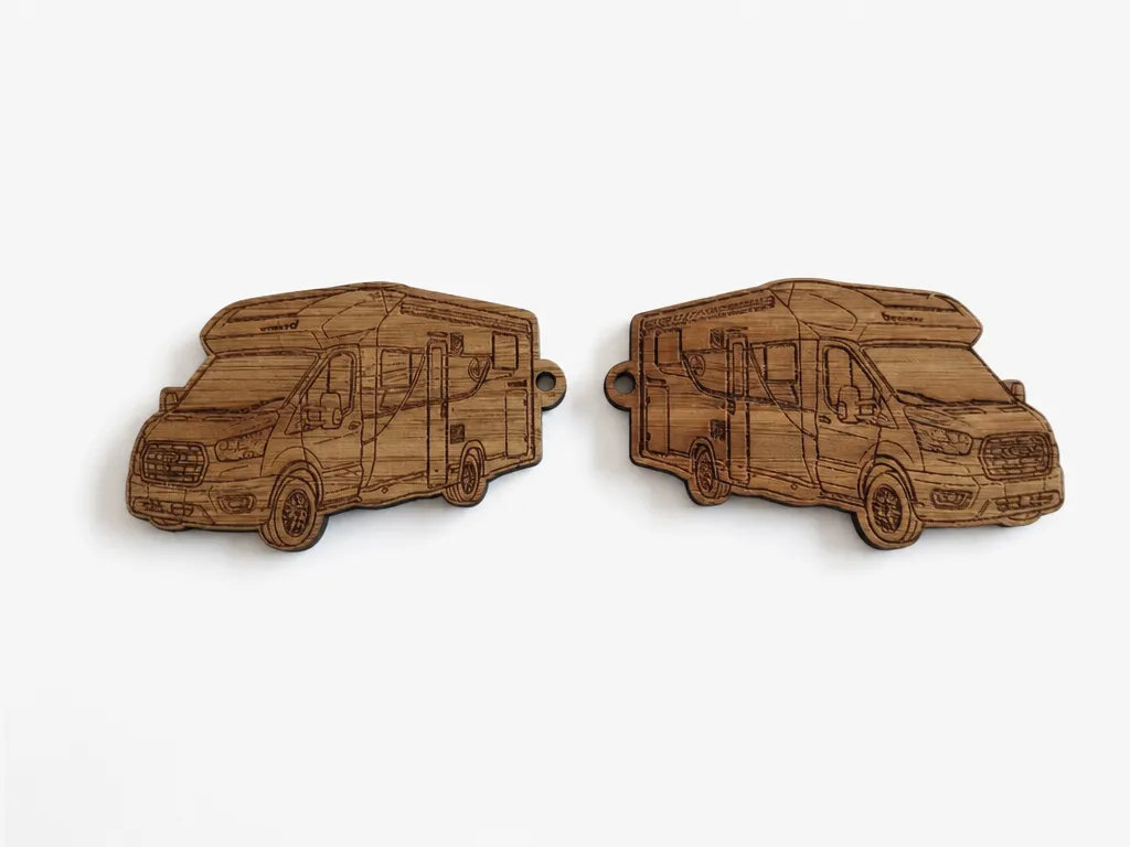 Wooden Motorhome Camper Van Keychain Ford Benimar488