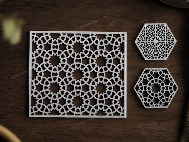Beautiful Geometric Placemat with Two Matching Coasters
