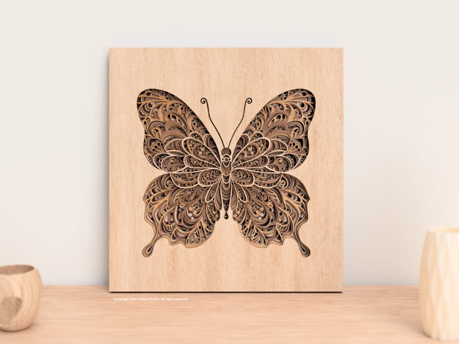 3D Butterfly Mandala Laser Cut SVG: Layered Insect Wall Art