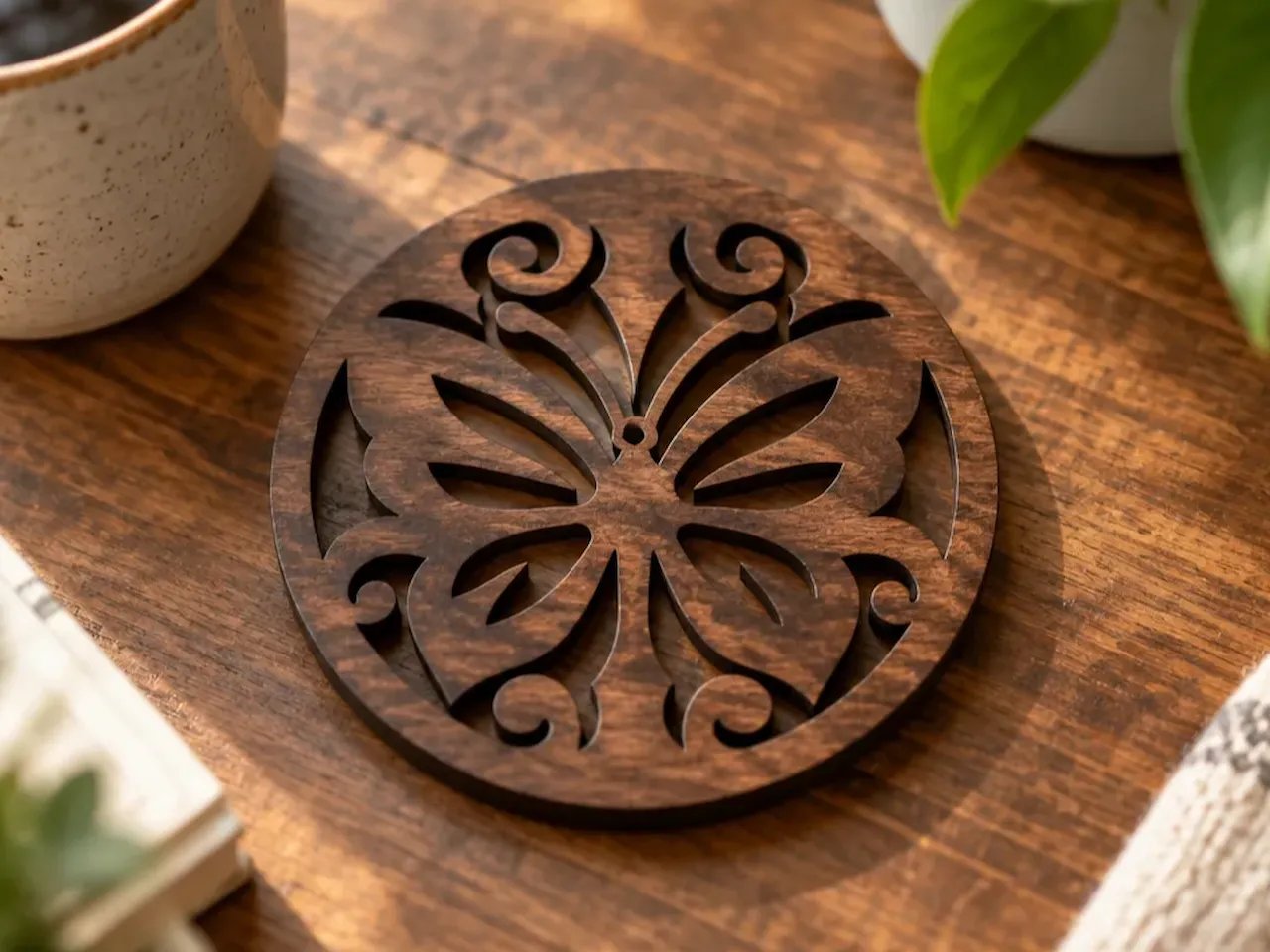 [Laser cut and engrave] Wooden Butterfly Coaster