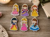 [Laser cut and engrave,UV printing,Heat Press] Chibi Princess Character Stickers Set