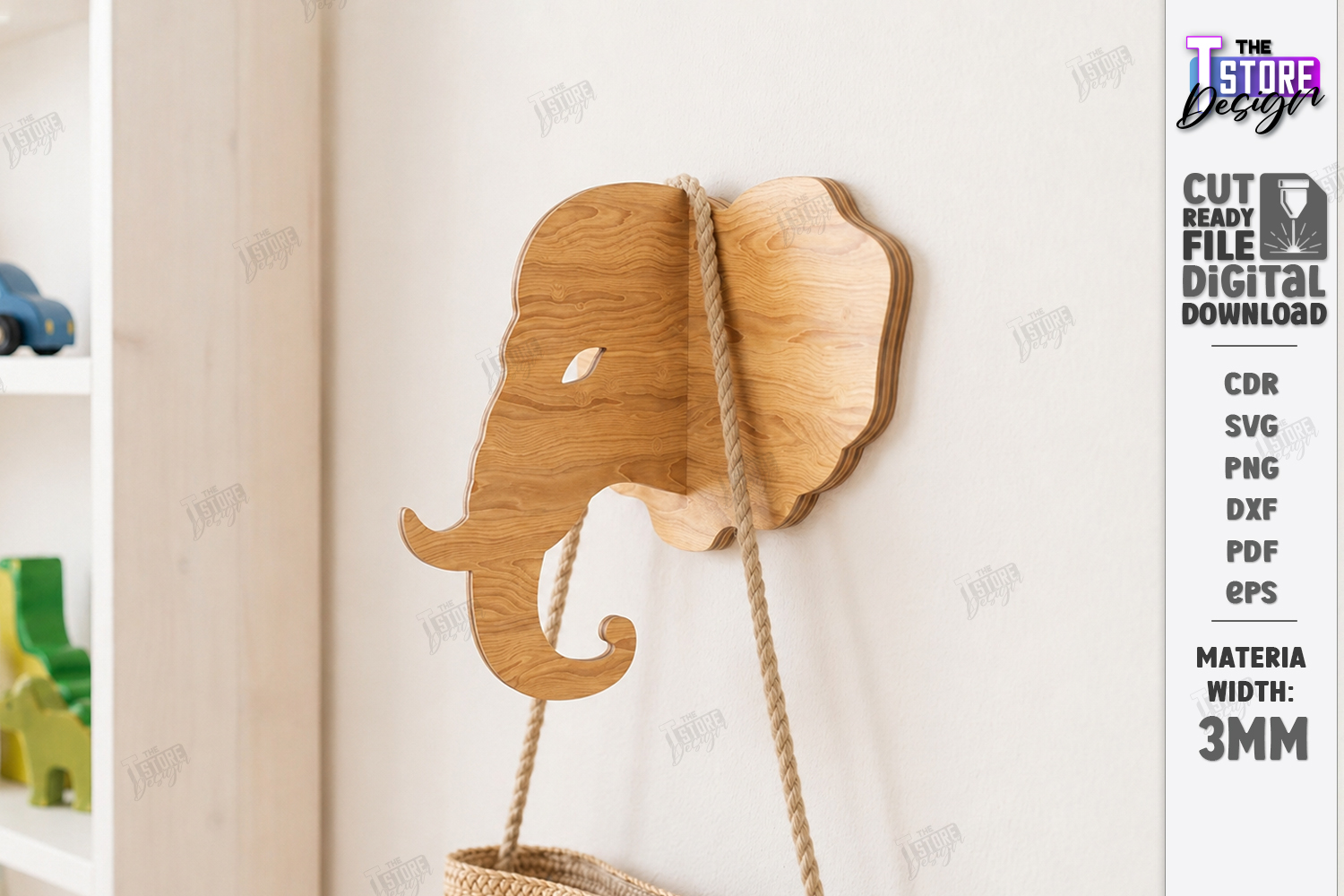 [Laser cut and engrave] 3D Animal Wall Hooks Laser Cut | Wooden Hanger Designs | Safari and Forest Animals | Wall Decor | Entryway Storage Organizers | Wooden Rope Hanger Uti