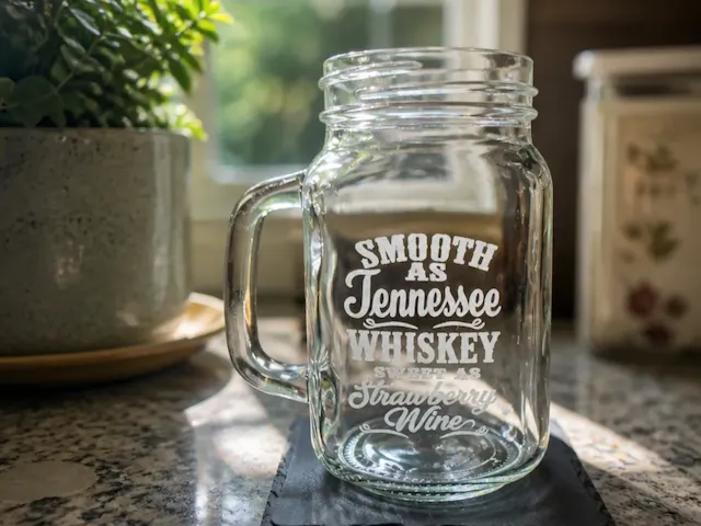 Mason Jar Mug with Smooth as Tennessee Whiskey Sweet as Strawberry Wine
