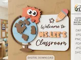 [Laser cut and engrave] Personalized Classroom Signs Bundle. Teacher Name Sign Laser Cut Files. School Welcome Door Hanger. Layered School Decor SVG. Kids. Children