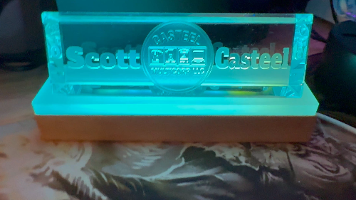 [Laser cut and engrave] Scott Casteel Illuminated Acrylic Desk Name Plate