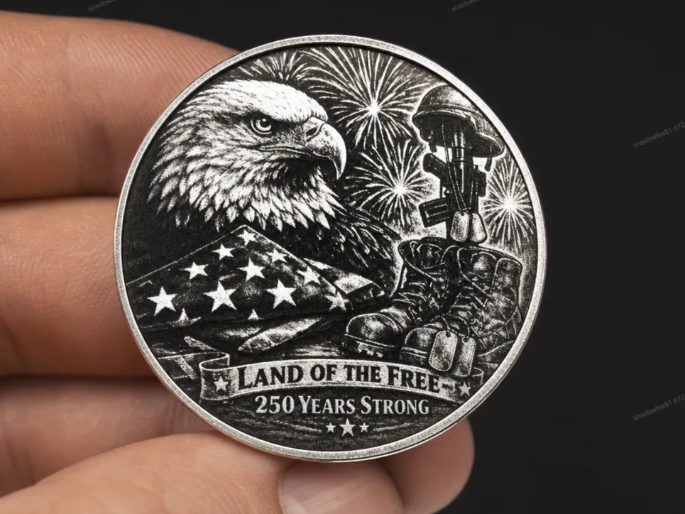 Land of the Free 250 Years Strong Patriotic Commemorative Coin