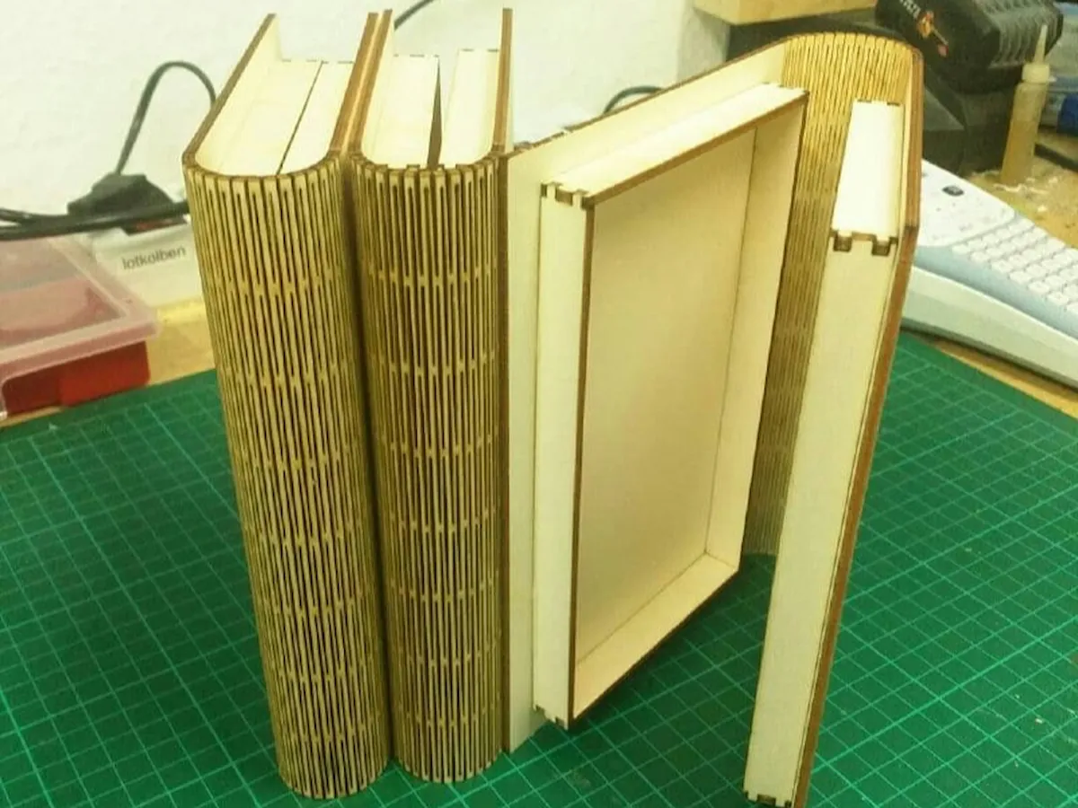 [Laser cut and engrave] Hollow Book Secret Storage Box with Flexible Spine