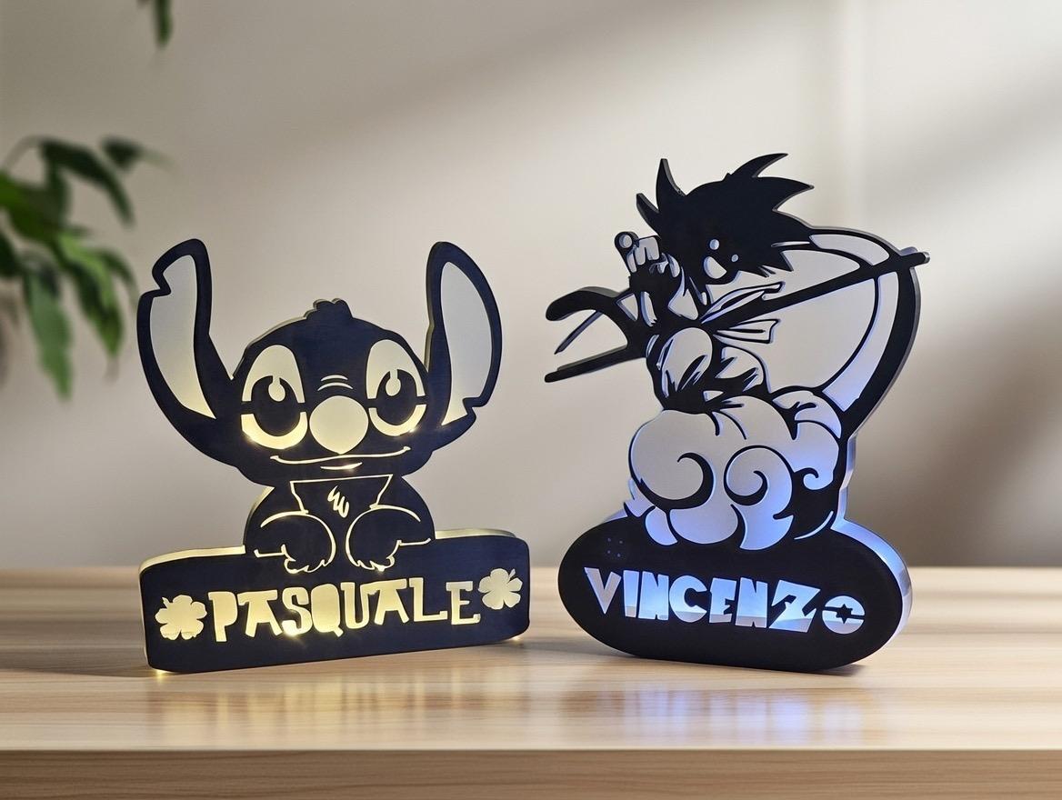 [Laser cut and engrave] Lampada da parete a LED con sagoma di Goku su nuvola Speedy