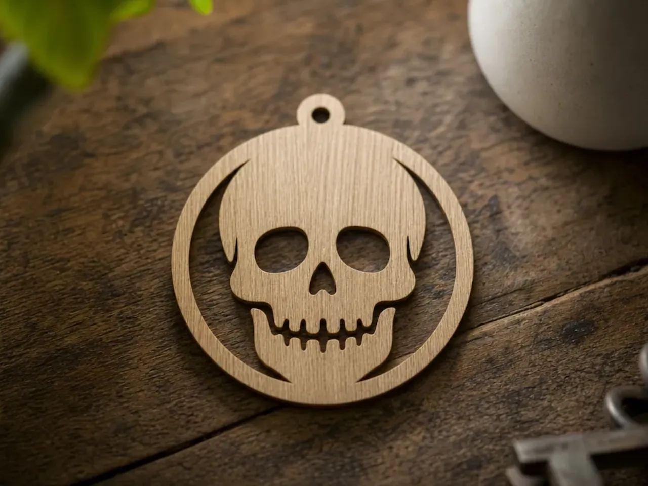 [Laser cut and engrave,Other] Circular Skull Pendant Ornament