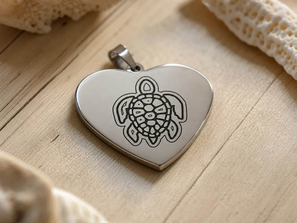 Heart Shaped Pendant with Sea Turtle Motif