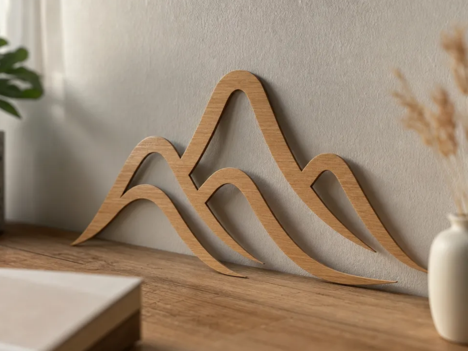 Minimalist Wooden Mountain Range Wall Art