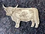 [Laser cut and engrave] Highland Cow Silhouette with Meadow Scene Cutout