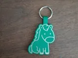 [Laser cut and engrave] Green Horse Shaped Leather Keychain