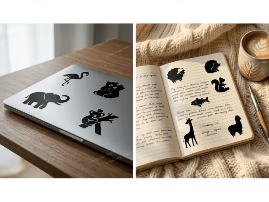Assorted Black Animal Silhouette Vinyl Stickers