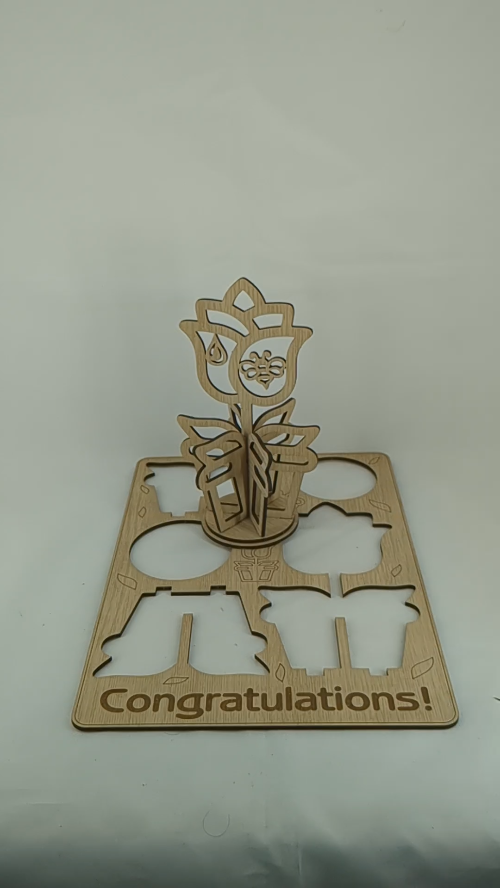 [Laser cut and engrave] Birthday Card Pot Tulip Laser Cut Template, Design Greeting Cards, Laser Cutting Model