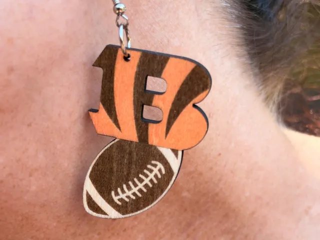 Cincinnati Bengals Logo and Football Dangle Earrings