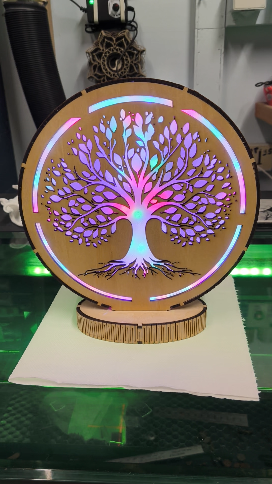 Illuminated Tree of Life Circular Table Lamp