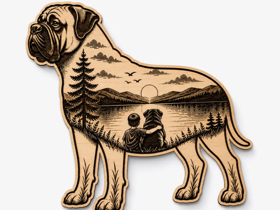 Bullmastiff Scenic Cut and Engrave