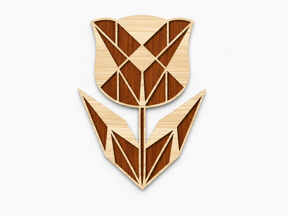 Geometric Tulip Wall Art - Laser Cut Design