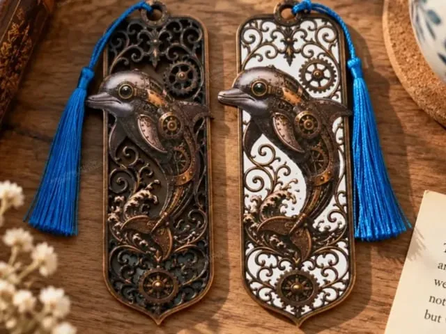 Dolphin Steampunk Bookmark 2 Versions included